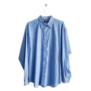 Timber Creek by Wrangler Mens Dress Shirt Pinstripes Long Sleeve Blue XL